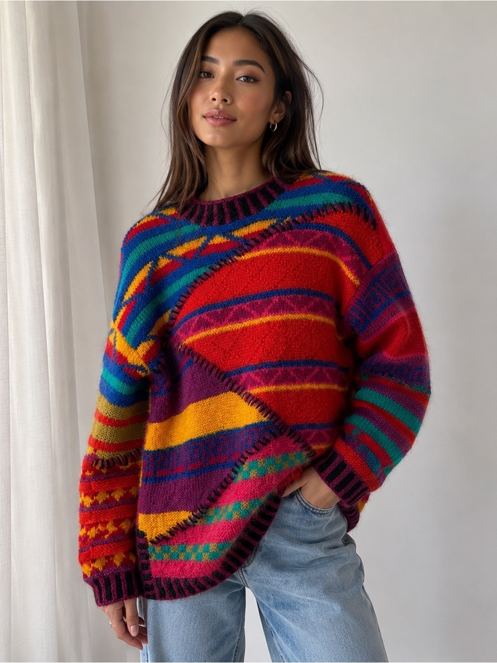 Vintage Knitted by Hand RARE KENJI
Sweater MultiColor Size M